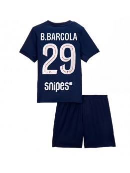 Paris Saint-Germain Bradley Barcola #29 Replika Hemmakläder Barn 2025-26 Kortärmad (+ byxor)
